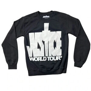 Justin Bieber Sweatshirt Men’s S Black Pullover Crew Neck Sweater Justice Tour